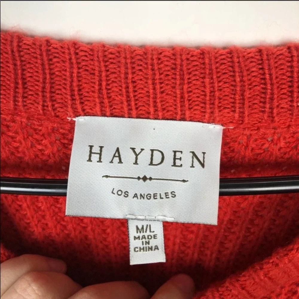 Hayden LA Lace up Braid Tassel Sweater Rust orange kids sweater - Picture 8 of 9